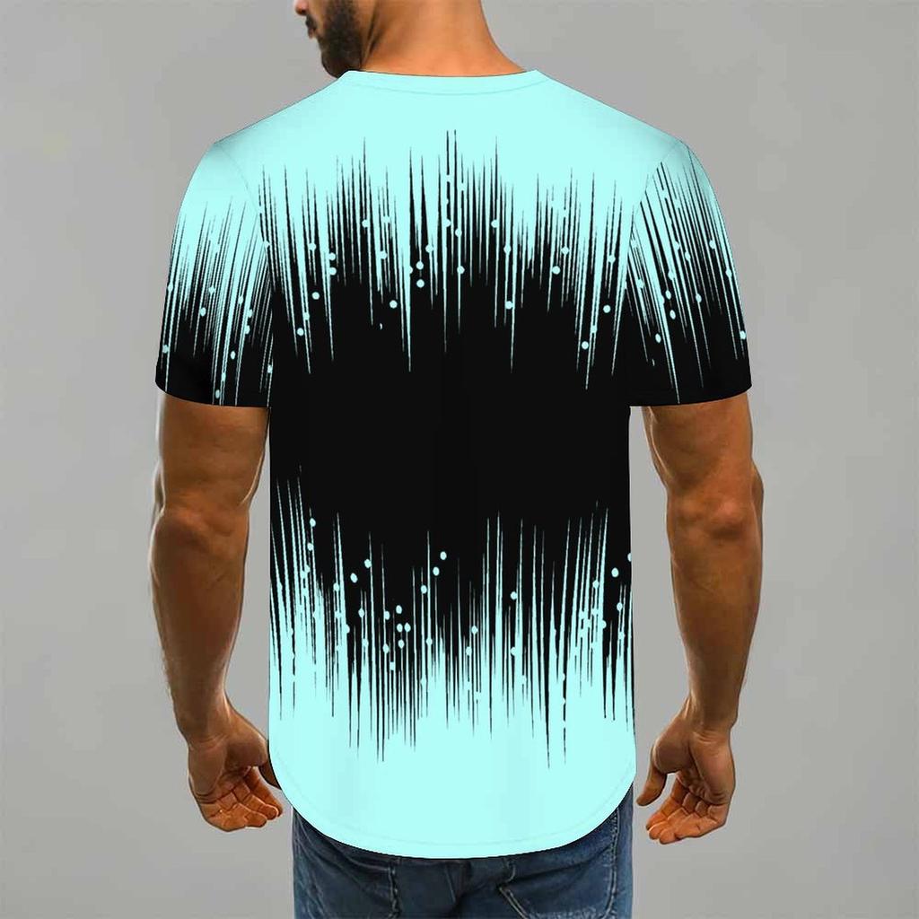 Women Short Sleeve Crew Neck T Shirt Dark Blue Light Blue Abstract Flame Swirl Print Top