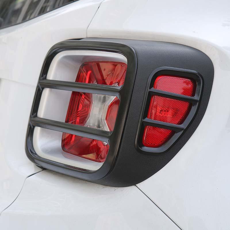 Car Metal Rear Tail Lights Taillights Decoration Cover Trim Tail Lamps Guard Cover for Jeep Renegade 2016 Up,  Black