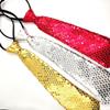Men Women Shining Sequins Tie Stage Glitter Adjustable Zipper Closure Necktie Fashion Party Pre-Tied Neck Wear