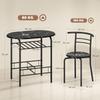 3-teiliges Esszimmer-Set, Küchentisch und Stühle für 2 Personen mit Regal, Wohnzimmer, Schwarze Marmoroptik