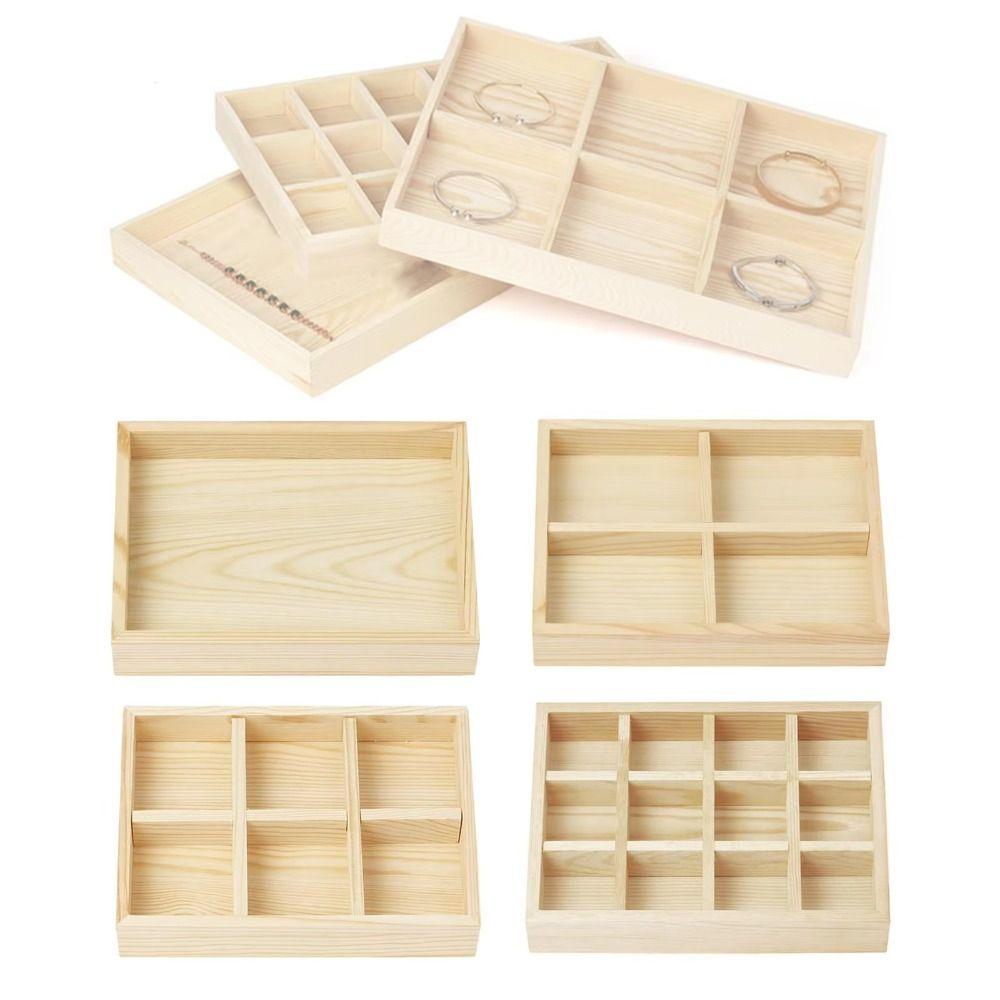 Wooden Jewelry Display Tray Multi-grid Stackable Card Box Jewelry Storage Box