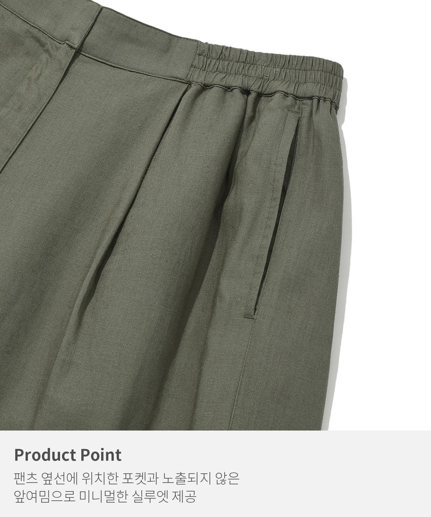 KIIMUIR (Women) Summer Semi-Wide Linen Pants_Khaki