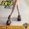 Thick-bottomed Muffin Black Cool Slippers 2025 Spring and Summer New Women's Fashion French Beach Vacation Rome Cool