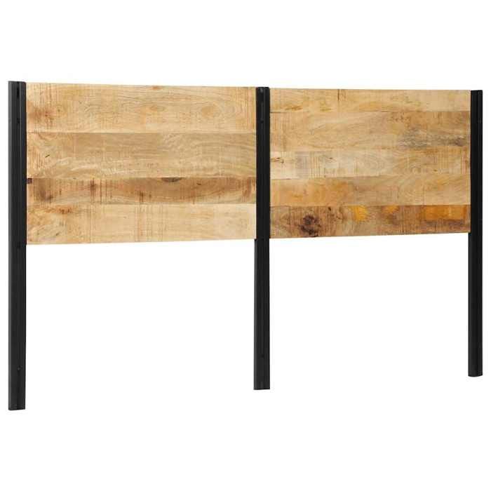 VidaXL Headboard 180 Cm Solid Mango Wood and Iron, Panel Headboard, Double Headboard, Headboard for Bed 4017555