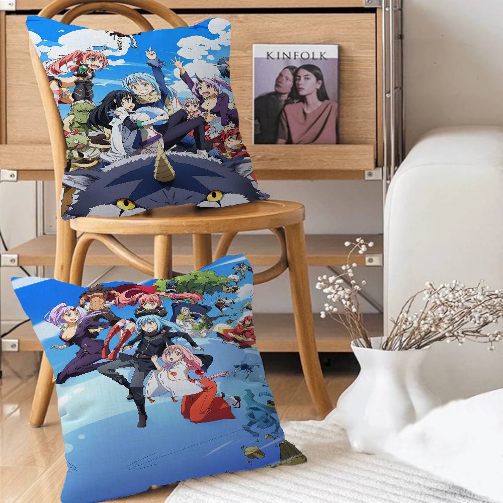 Anime Tensei Shitara Slime Datta Cushion Cover Polyester Sofa Cushions Decorative Throw Pillows Home Decoration Pillowcover