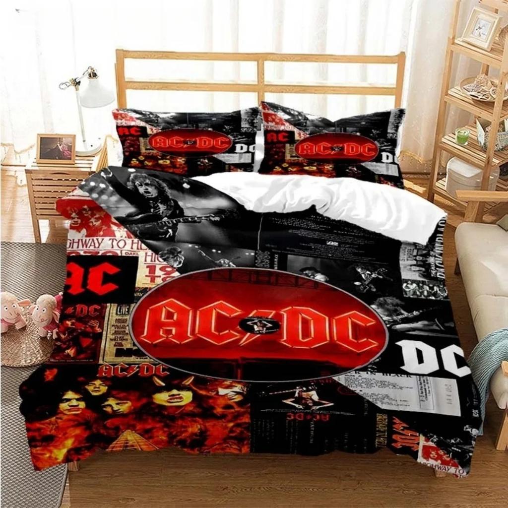 Comforter Fashion Ac/Dc Rock Band Bedding Set Ac/Dc Band Pattern Twin Full Queen King