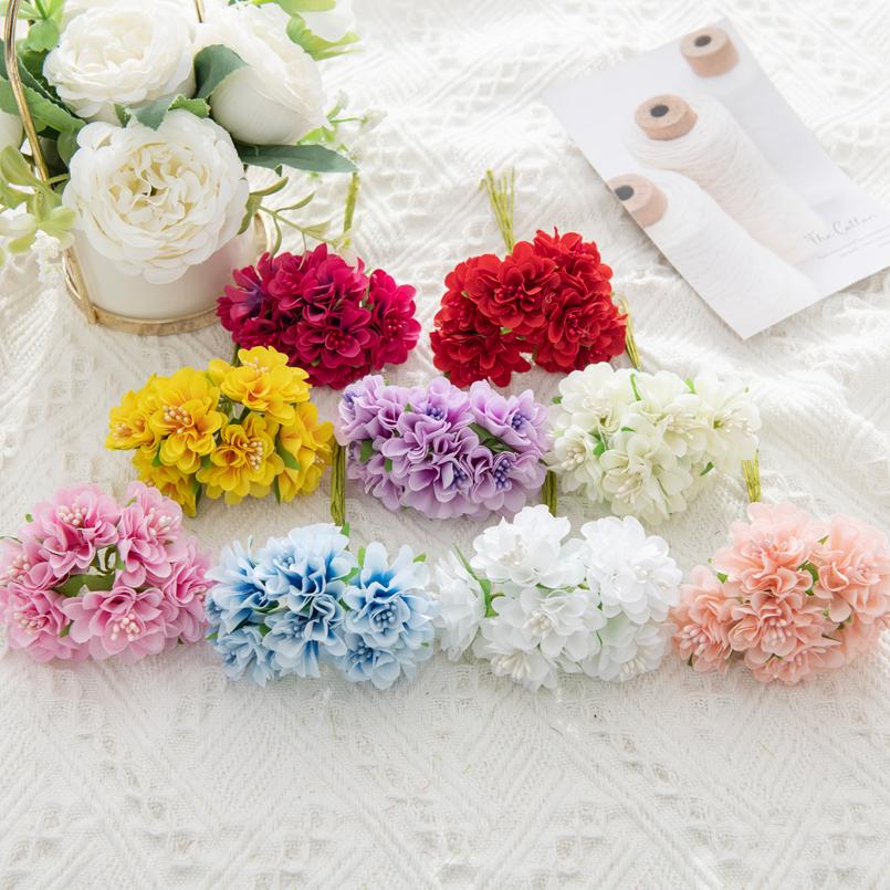 18PCS Artificial Flowers Bouquet Stamen Wedding Party Christmas Decorations Home Handmade Wreath Gift Scrapbook Craft Fake Plant
