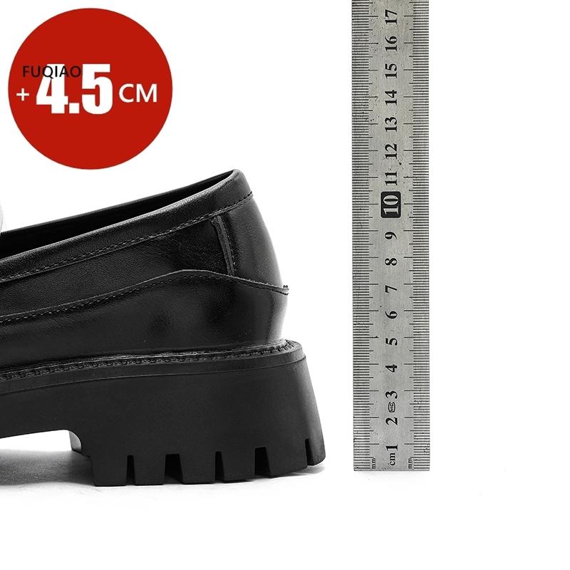 4.5 Cm Height Increase Men's Thick Soled Fringed Black/white Loafers Spring British Style Man Comfortable Business Leather Shoes