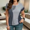 Summer Women's Striped 3D Printed Crew Neck T-Shirt
