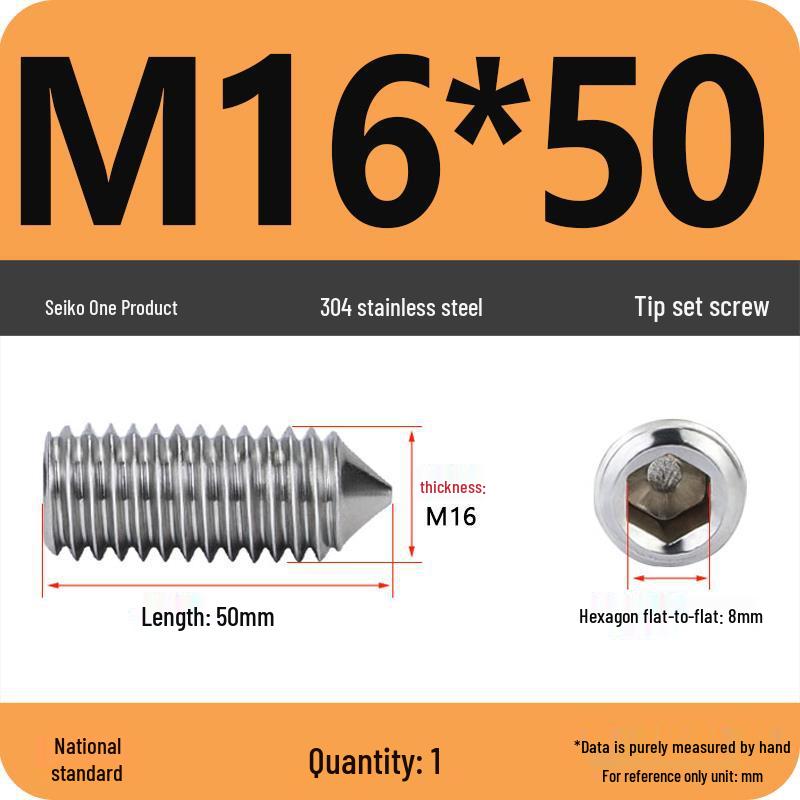 304 Stainless Steel Internal Hex Set Screw | Headless Grub Screw M2-M16