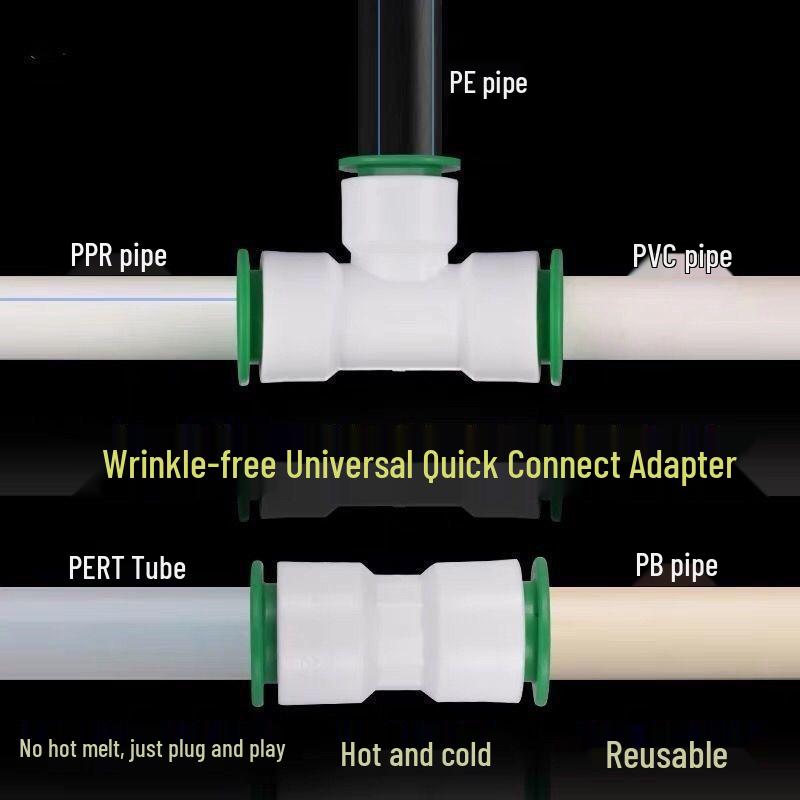 Quick Connect PPR Ball Valve PVC Elbow Tee, No Hot Melt, 4 Points/40 PE Water Pipe Fittings.