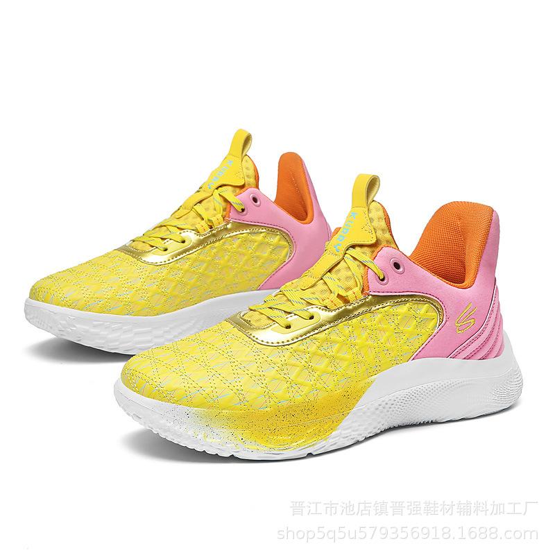 

Баскетбольные кроссовки Curry 9 мужские низкие высококачественные амортизирующие ботинки нескользящие карбоновая пластина кроссовки звук трения спортивная приливная обувь 36 лимонно-желтый