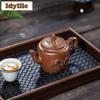 220ml Traditional Yixing Purple Clay Teapots Handmade Relief Pot Raw Ore Pink Gold Zhu Mud Kettle Zisha Tea Set Ornaments Gift
