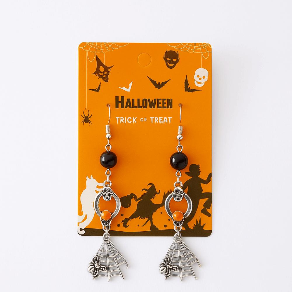 Punk Style Skeleton Pendant Earrings Exaggerate Skull Earrings Halloween Dangle Earrings  Lady