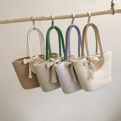 2025 New Woven Women's Bag Premium Simple Handbag Straw Bag Crossbody Holiday Cotton Rope Tote Bag Large Capacity