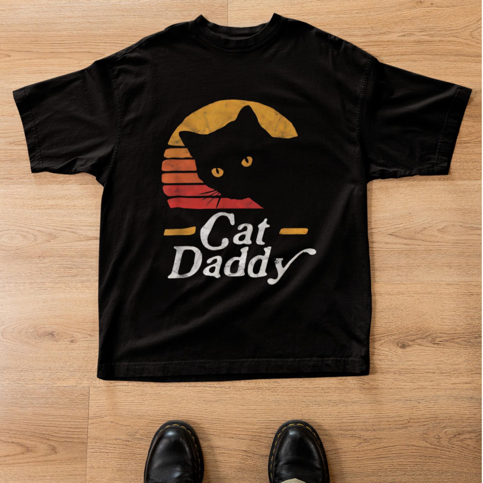 Cat Daddy Shirt Funny Cat Dad Gift Vintage Retro Cat Lover Tee S