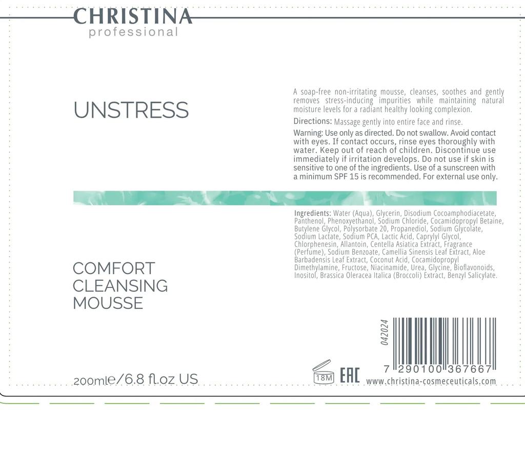 Unstress Comfort Cleansing Mousse, 200 ml