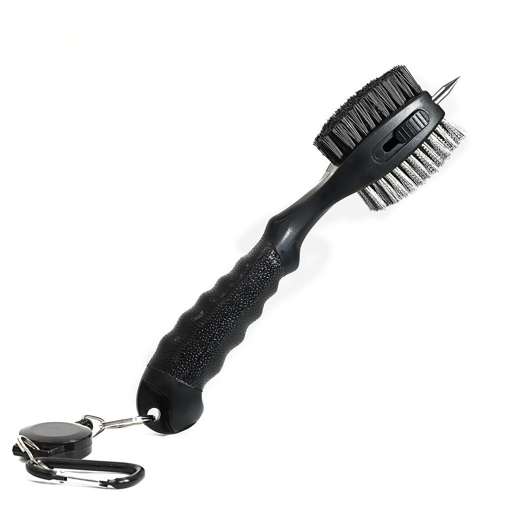 Golf Club Brushes and Groove Cleaner 2 ft Retractable Zipline Carabiner Golf Brush Head with Retractable Spike Comfortable Grip Golf Club Cleaner