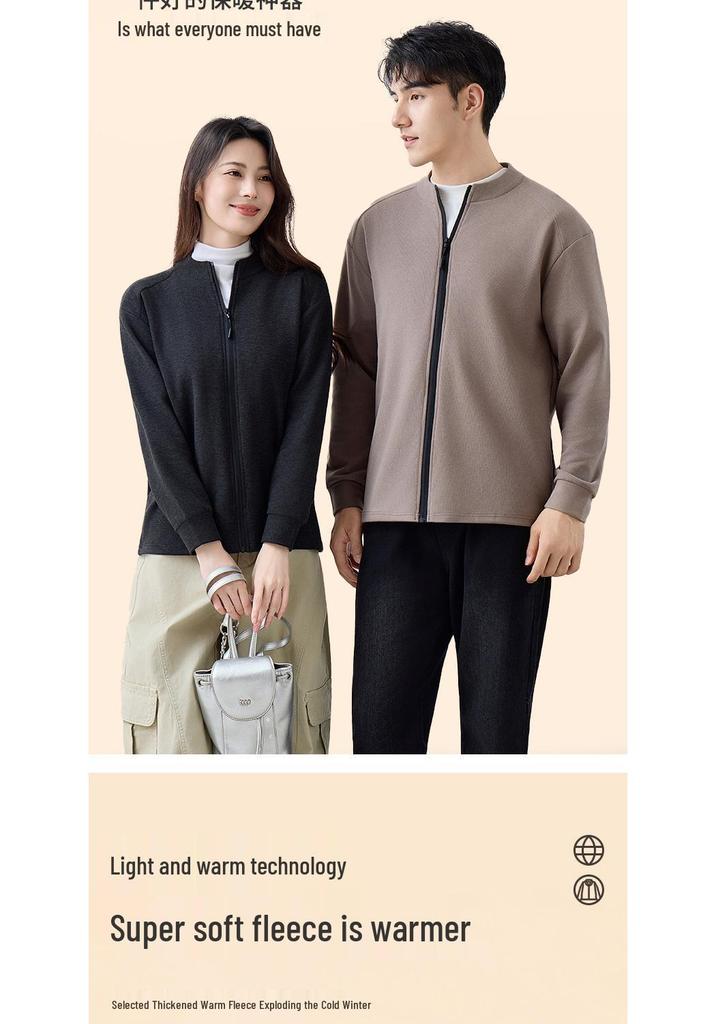 Unisex Stand Collar Fleece Jacket: Warm, Windproof, Casual Sports Top for Autumn and Winter