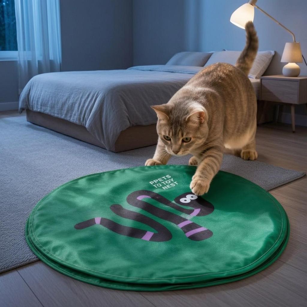 Indoor Cat Play Mat Long-Lasting Scratch-Proof Hide and Seek Toy Easy to