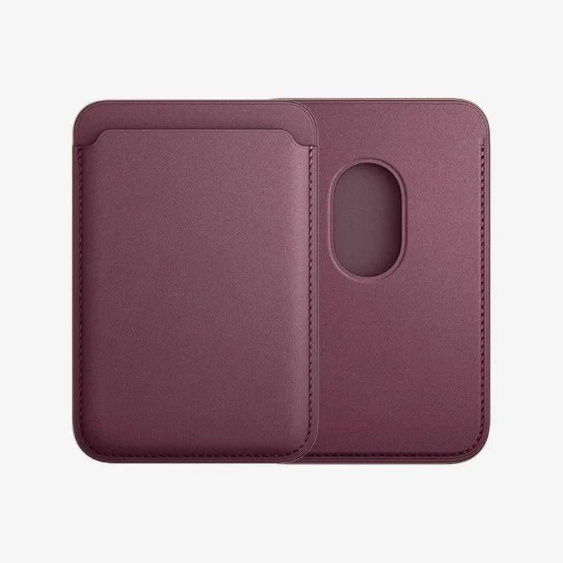 Peně tkaná magnetická kožená peněženka držák na karty Macsafe stojánek na telefon pro Magsafe IPhone 15 14 13 Mac Safe podpora držák na telefon