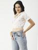 Moomaya Women  S Printed Crop Top, One Shoulder Cotton Casual Summer Top
