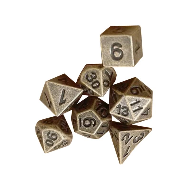 Mini kovové mnohostěnné kostky Vintage Malá velikost Vícestranné herní kostky Přenosné stolní kostky pro RPG