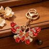 Colgante para Llavero Brillantes Pedrería Diseño de Mariposa Llavero con Cierre de Pinza de Langosta Mochilas Bolsos de Coche Accesorio Decorativo