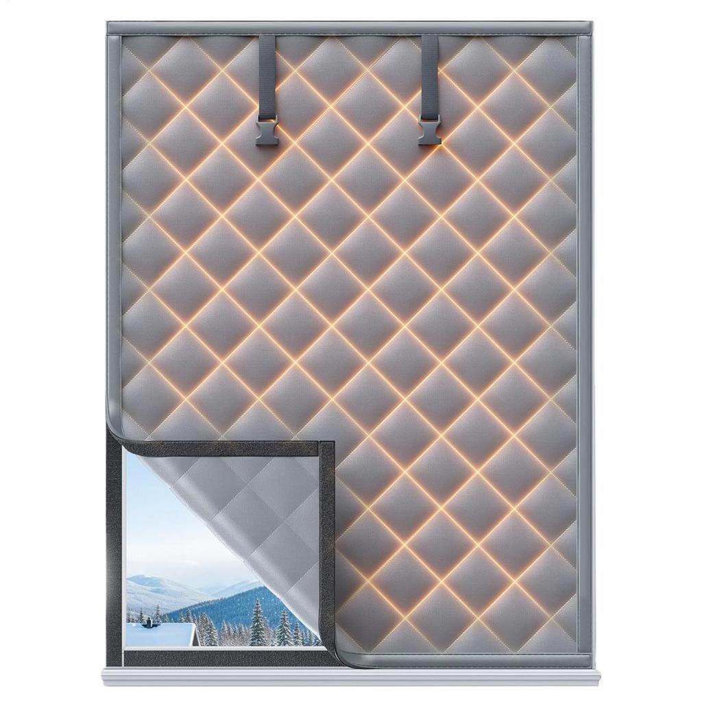 Winter Thermal Insulation Curtains 3-layer Cotton Thermal Insulation Blanket Windproof Buckle Fixed Curtains For Patio Doors