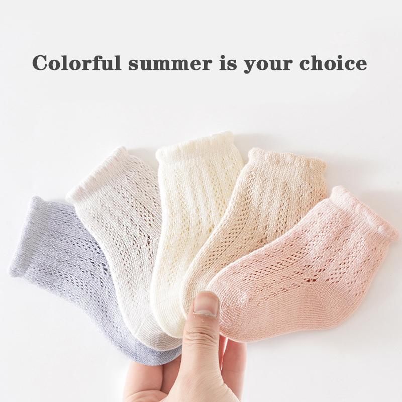 3/5 Pairs Newborn Socks Summer Mesh Children Socks Soft Cotton Baby Sock Breathable Solid Color Kids Socks Baby Accessories