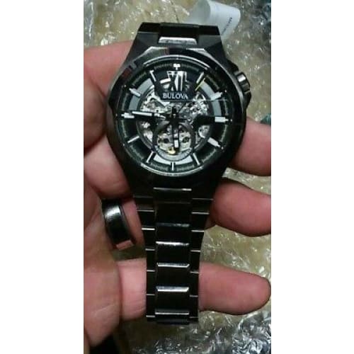 BULOVA 98A179 Klasické Automatické Gunmetal Skeleton Ciferník Automatické Pánske Hodinky