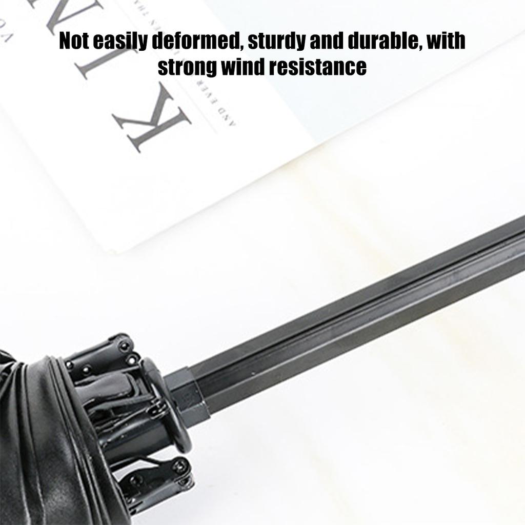 Paraguas de mástil grueso con protección solar UV, color negro, con pegamento, totalmente automático, de tres pliegues.