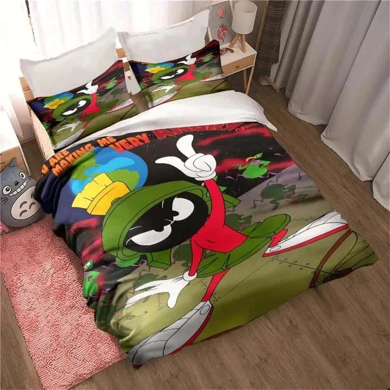 3D Print Marvin the Martian Cartoon Bedding Set Double Twin King Duvet Cover Comforter Pillowcase Boys Girls Adults Bedroom