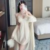 Women's Summer Lace Trim Ice Silk Pajama Set with Built-in Bra