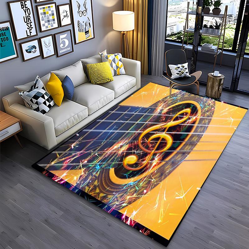 3D Beautiful Music Notes Area Rug Large,Carpet Rug for Living Room Bedroom Sofa Kitchen Decoration,Kid Play Non-slip Floor Mat