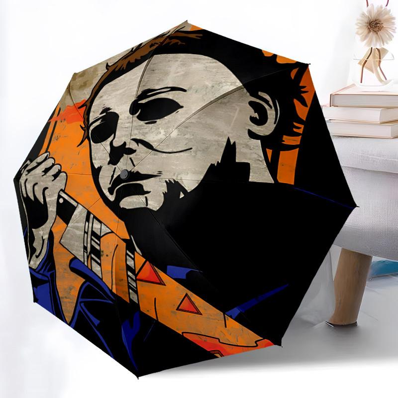 1pc Halloween Horror Automatic Open/Close Umbrella Folding Umbrella, Portable Compact Travel Umbrella, Birthday/Christmas Gift for Men & Women