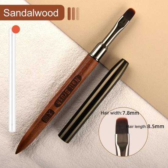 Nail Brush Flexible Soft Nylon Bristles Carved Design Wooden Handle Manicure Tool Multifunctional Square Round Head Phototherapy Gel Painting Brush
