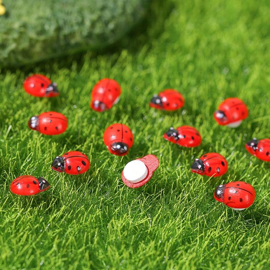 100/20PCS pieces of resin ladybug figurines, garden and courtyard micro landscape succulent pot decoration handicrafts