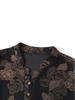 Spring New Plus Size Jacquard V-Neck Dress for Middle-Aged Women - Slimming, Long Sleeve, Stylish