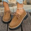Lace-up Platform Loafers Women's New 2025 Autumn Vintage Muffin Plus-size Low-top Shoes