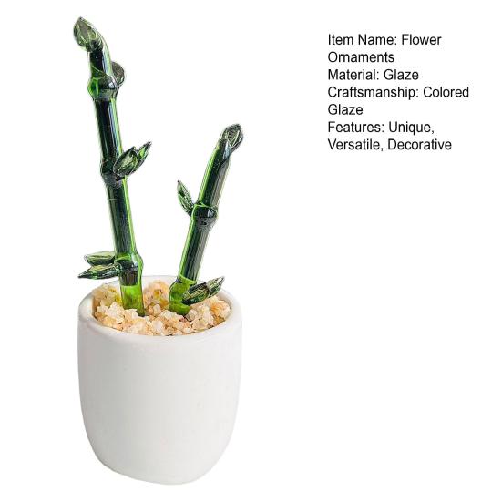 Creative Glass Cactus Ornament Mini Desktop Plant Decor for Office Home Handcrafted Decorative