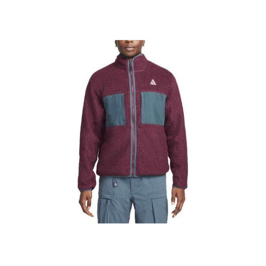 Nike ACG Series Embroidered Letter Patchwork Velour Jacket Men Outerwear Burgundy FN0372-681