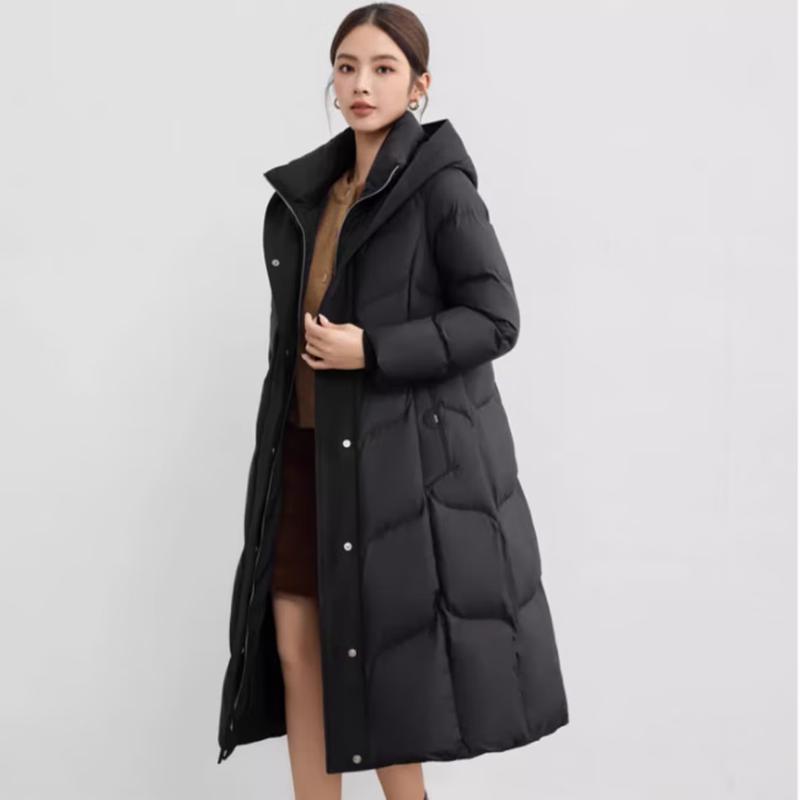 SNOWFLYING Women's Elegant Over-the-Knee Thickened Down Jacket