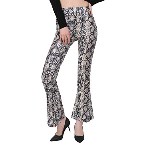 Donalee Women's Stretch Flared Bootcut Python Print Long Pants (Python, Size M)