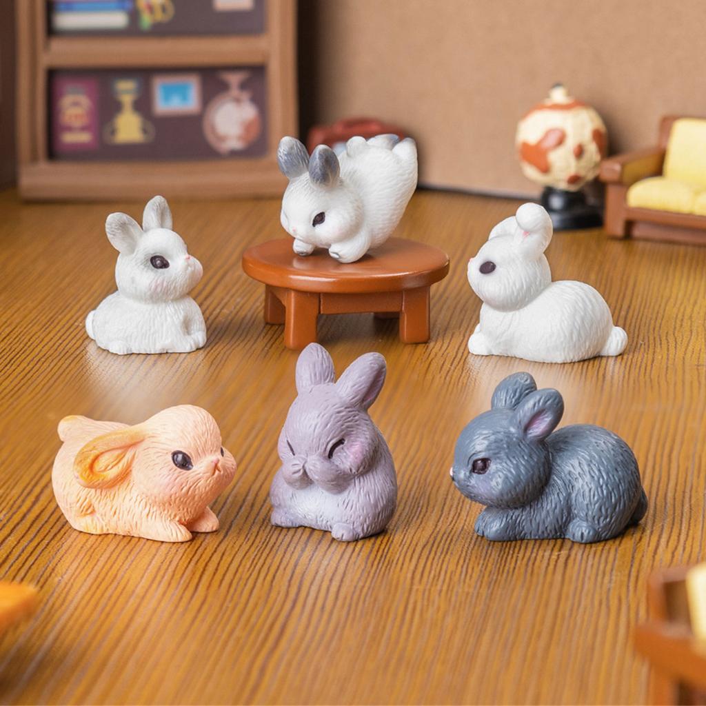 Mini Easter Rabbit Figurines Set of 10 Miniature Animal Statues for Creative Decorations and Potted Plant