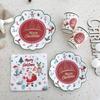Christmas Themed Party Lace Disposable Tableware Set Paper Plates Paper Cups Tissues Tablecloth Dining Plates Christmas Cutlery
