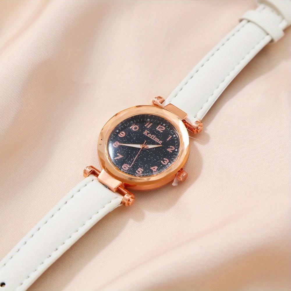 2pcs/set Women Watch Set Elegant Women PU Leather Quartz Watches Analog Fashion Wristwatch Sets Ideal Choice for Gifts.