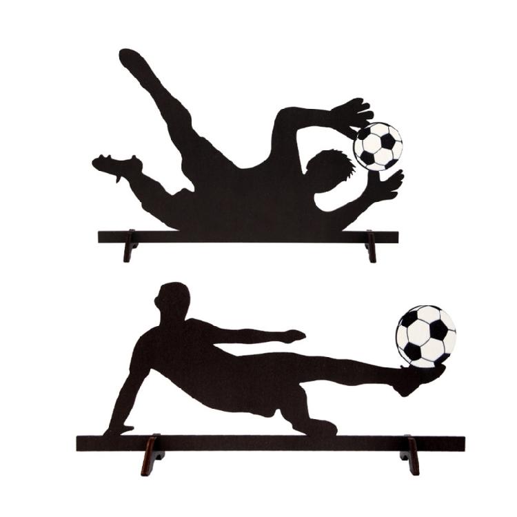 

2PCS Wooden Football Player Profile Ornament Set Sports Themed Display Football Player Wooden Deck 1