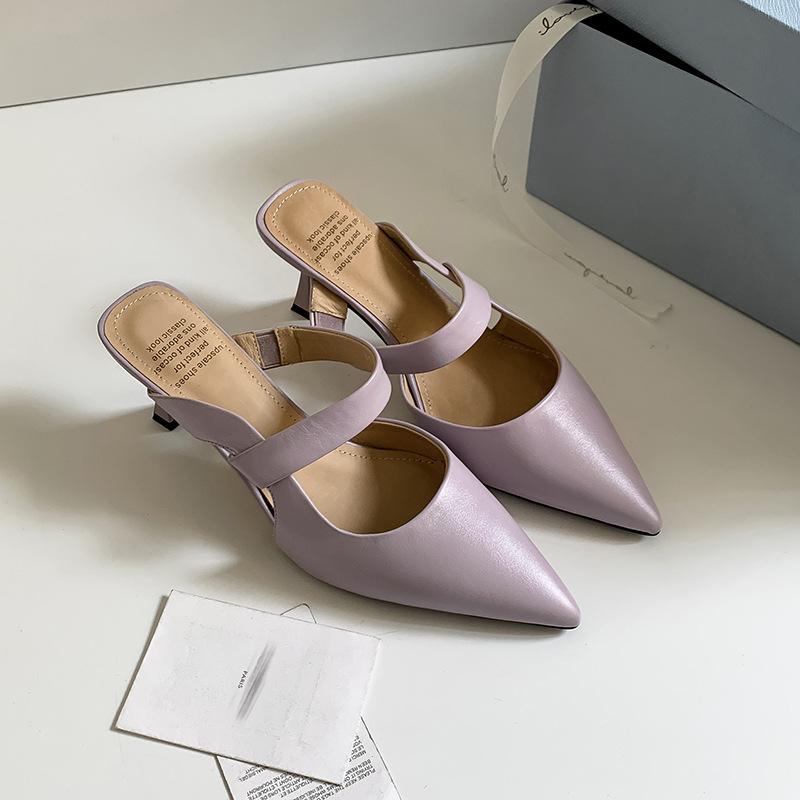 

Французский темперамент! Нишевый дизайн, тонкий каблук, сумка на носке, полушлепанцы, женская обувь, остроносые, с открытой пяткой, мюли, крутые шлепанцы 42 светло-фиолетовый