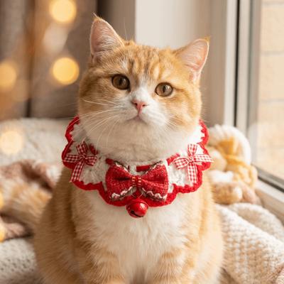 Chinese New Year Cartoon Chinese Style Pet Scarf Funny Handmade Cat Knitted Scarf Decorative Collar Red Puppy Collar Pet Costume
